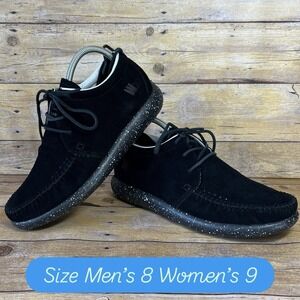 World Boots Hemera True Black Spec Black Suede Moccasin Sneakers Mens 8 Womens 9